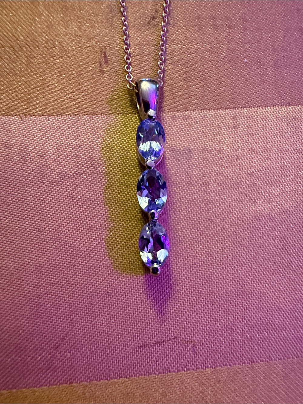 Sterling Silver light, blue topaz Gemstone Trio Drop Pendant Necklace